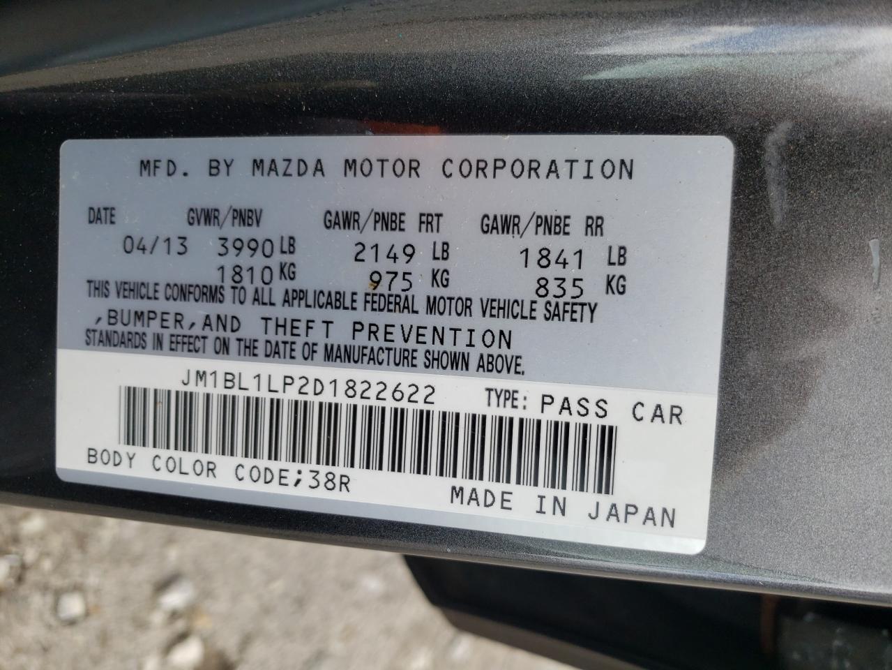 Photo 10 from auction – 2013 MAZDA 3 I with VIN JM1BL1LP2D1822622