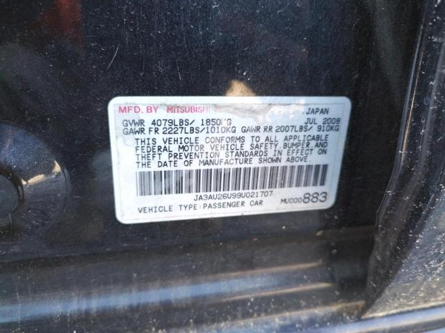Photo 10 from auction – 2009 MITSUBISHI LANCER with VIN JA3AU26U99U021707