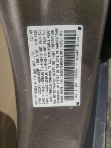Photo 10 from auction – 2006 HONDA CR-V SE with VIN SHSRD78986U421815