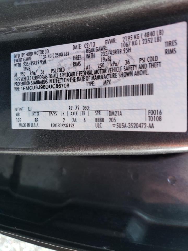 Photo 10 from auction – 2013 FORD ESCAPE TIT with VIN 1FMCU9J96DUC86708