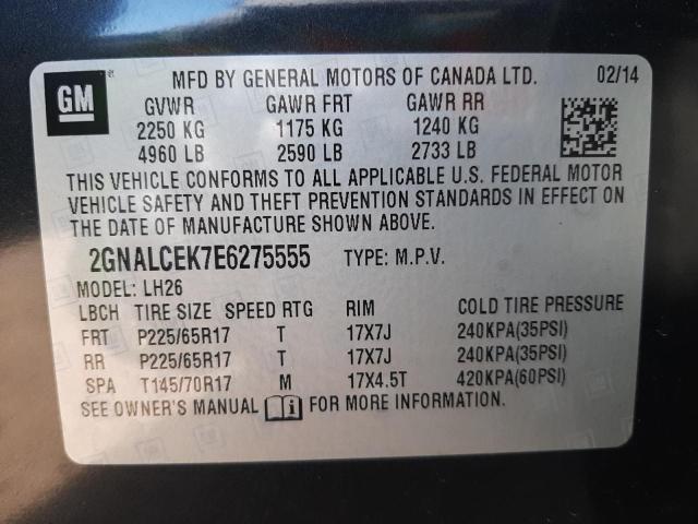 Photo 10 from auction – 2014 CHEVROLET EQUINOX LT with VIN 2GNALCEK7E6275555