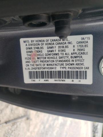 Photo 10 from auction – 2015 HONDA CIVIC LX with VIN 2HGFB2F54FH536412