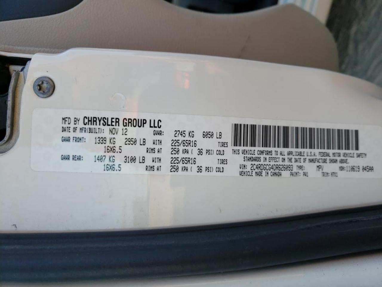 Photo 10 from auction – 2013 DODGE GRAND CARA with VIN 2C4RDGCG4DR626093