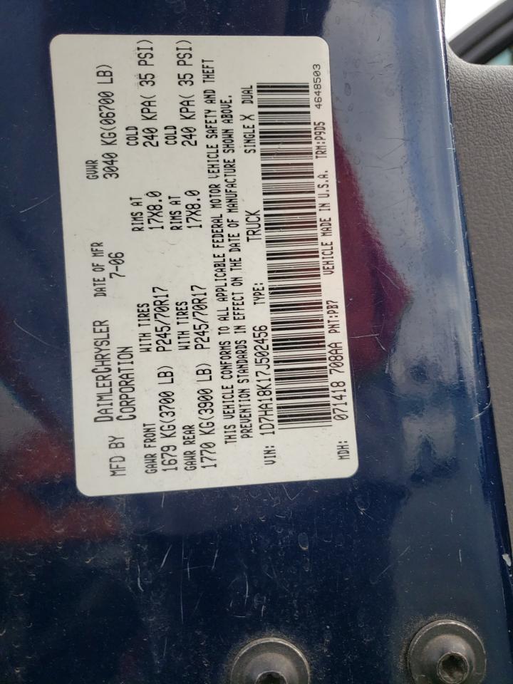 Photo 10 from auction – 2007 DODGE RAM 1500 S with VIN 1D7HA18K17J502456