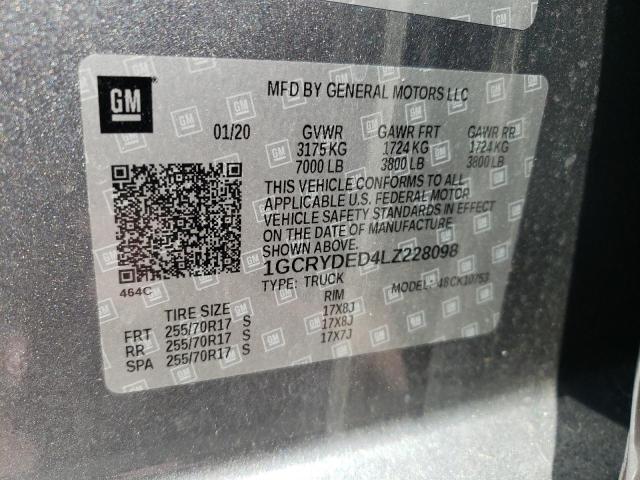 CHEVROLET SILVRK1500 2020 with VIN 1GCRYDED4LZ228098 - Photo from auction