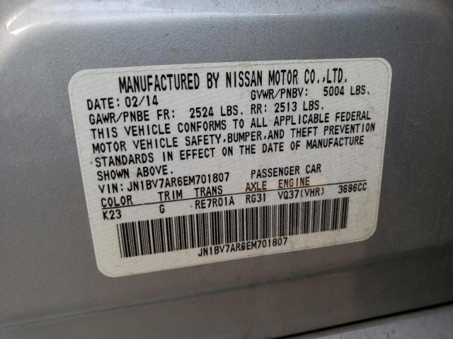 Photo 10 from auction – 2014 INFINITI Q50 BASE with VIN JN1BV7AR6EM701807