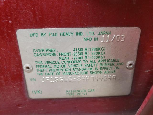 Photo 10 from auction – 2004 SUBARU FORESTER 2 with VIN JF1SG65684H744849