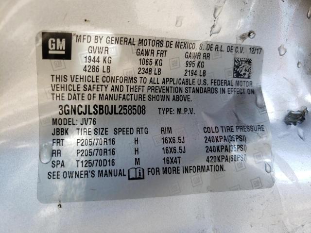 Photo 10 from auction – 2018 CHEVROLET TRAX 1LT with VIN 3GNCJLSB0JL258508