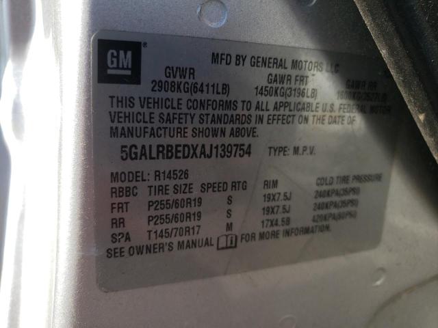 Photo 10 from auction – 2010 BUICK ENCLAVE CX with VIN 5GALRBEDXAJ139754