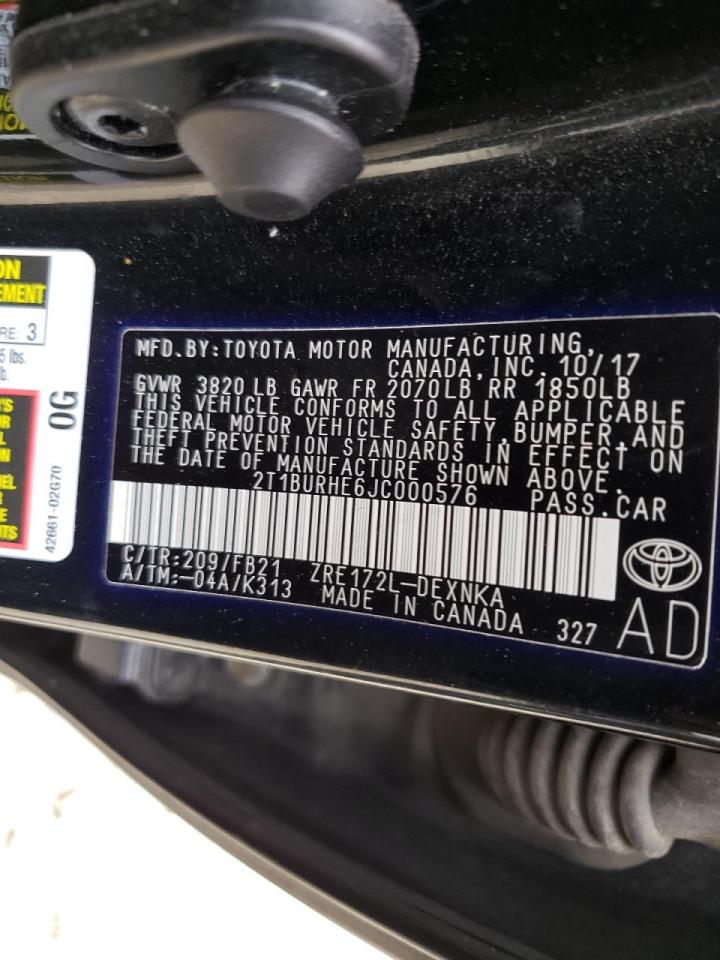 Photo 10 from auction – 2018 TOYOTA COROLLA L with VIN 2T1BURHE6JC000576