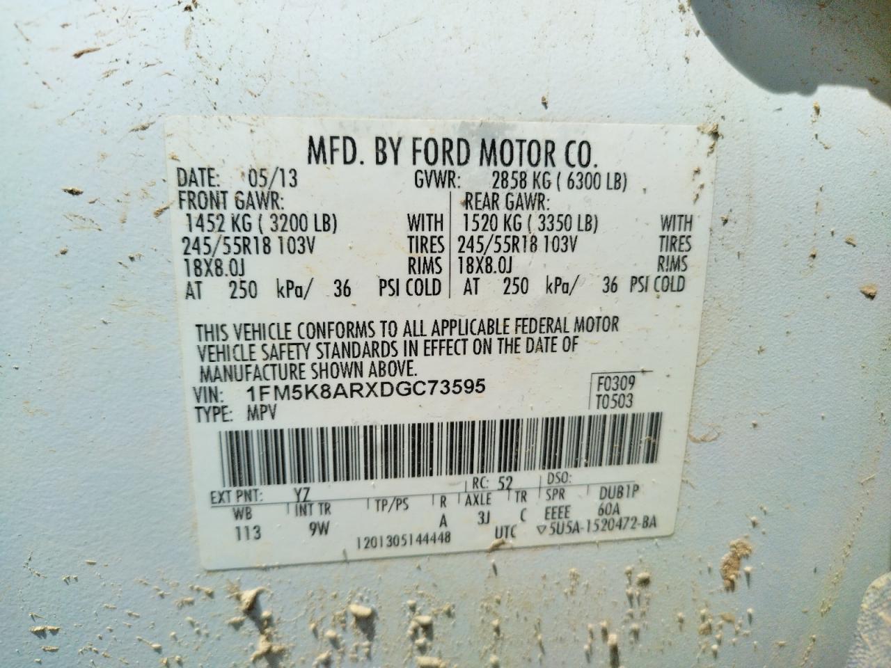 Photo 10 from auction – 2013 FORD EXPLORER P with VIN 1FM5K8ARXDGC73595
