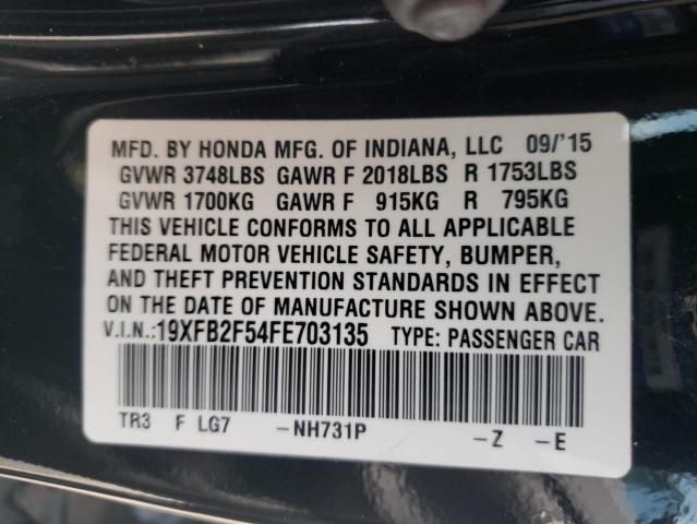 Photo 10 from auction – 2015 HONDA CIVIC LX with VIN 19XFB2F54FE703135