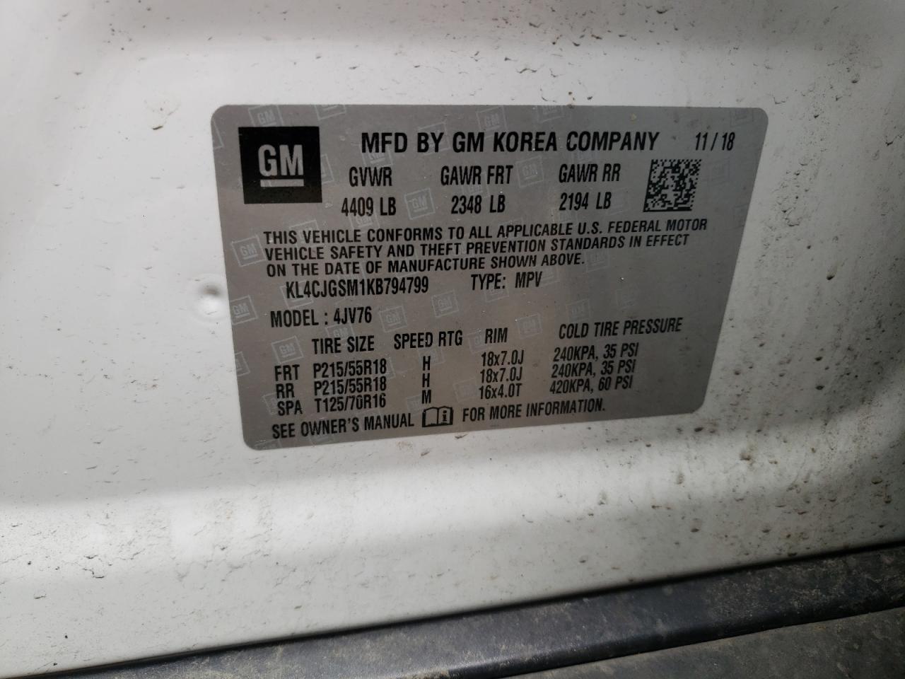 Photo 20 from auction – 2019 BUICK ENCORE ESS with VIN KL4CJGSM1KB794799