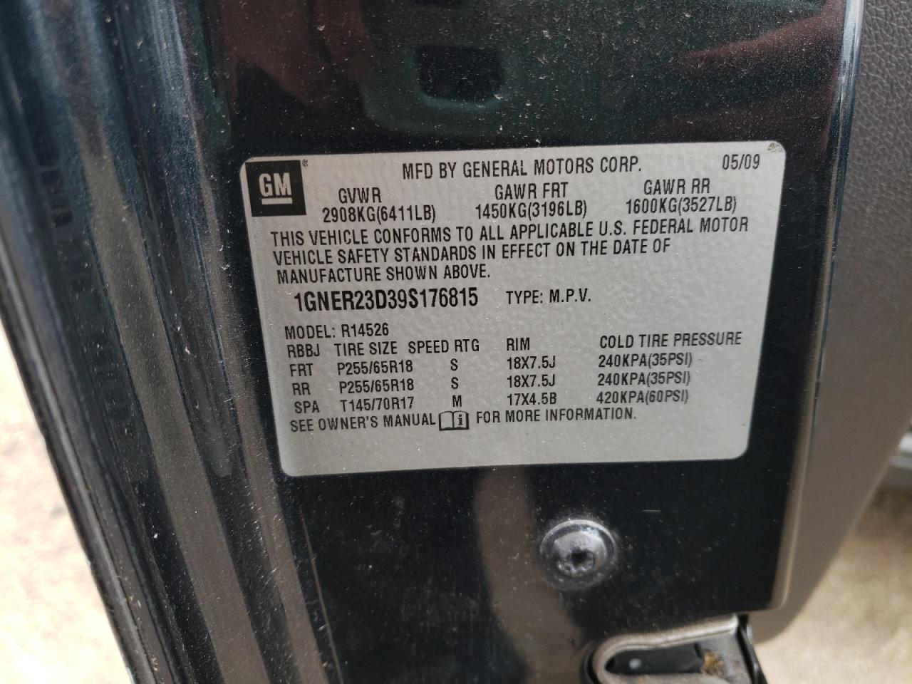 Photo 10 from auction – 2009 CHEVROLET TRAVERSE L with VIN 1GNER23D39S176815