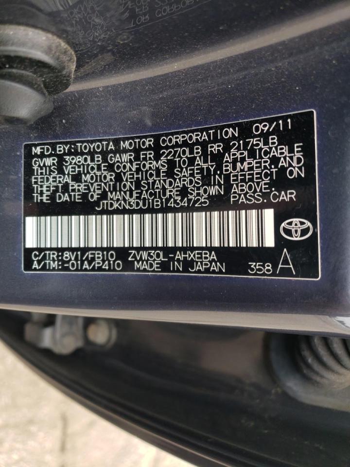 Photo 10 from auction – 2011 TOYOTA PRIUS with VIN JTDKN3DU1B1434725
