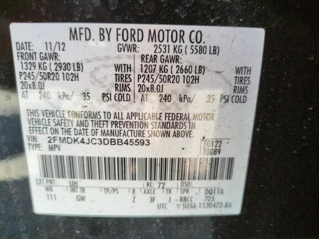 Photo 10 from auction – 2013 FORD EDGE SEL with VIN 2FMDK4JC3DBB45593
