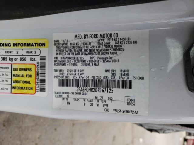 Photo 10 from auction – 2013 FORD FUSION SE with VIN 3FA6P0HR2DR167125