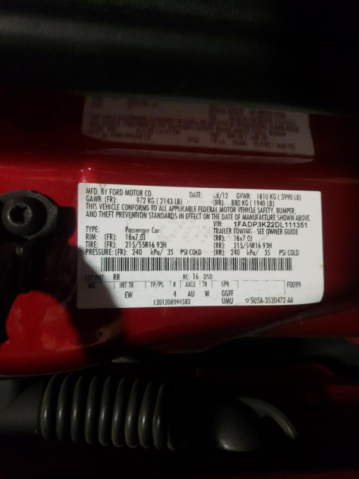 Photo 10 from auction – 2013 FORD FOCUS SE with VIN 1FADP3K22DL111351