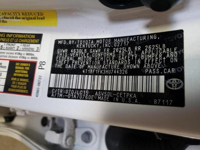 Photo 10 from auction – 2017 TOYOTA CAMRY LE with VIN 4T1BF1FK3HU744326