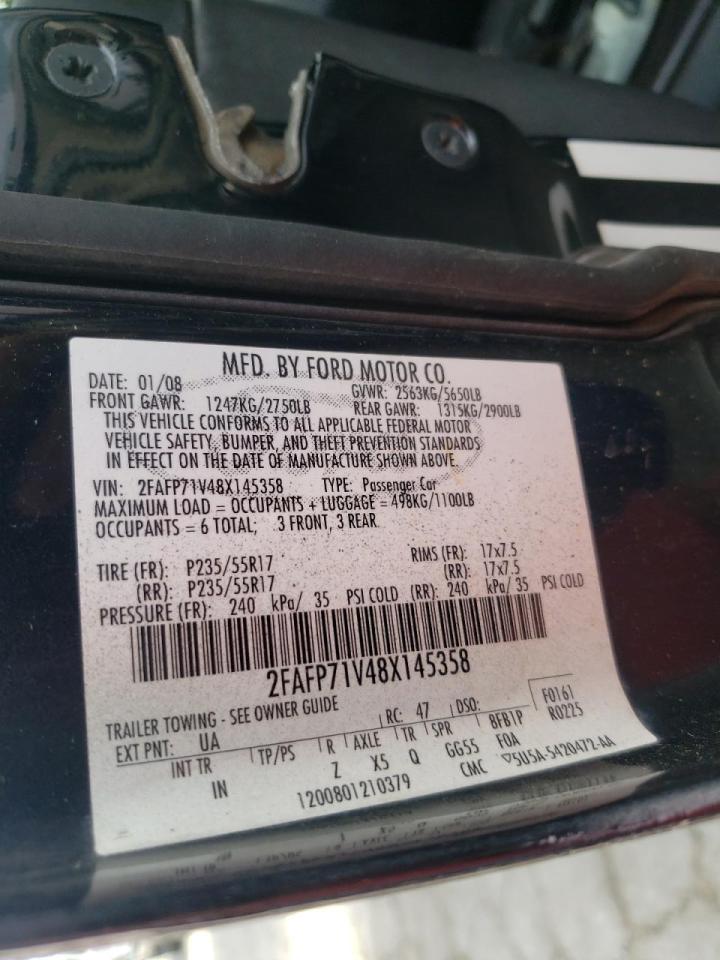 Photo 10 from auction – 2008 FORD CROWN VICT with VIN 2FAFP71V48X145358