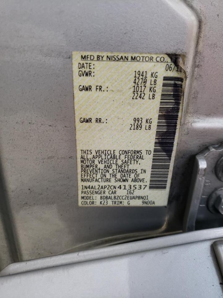 Photo 10 from auction – 2012 NISSAN ALTIMA BAS with VIN 1N4AL2AP2CN413537