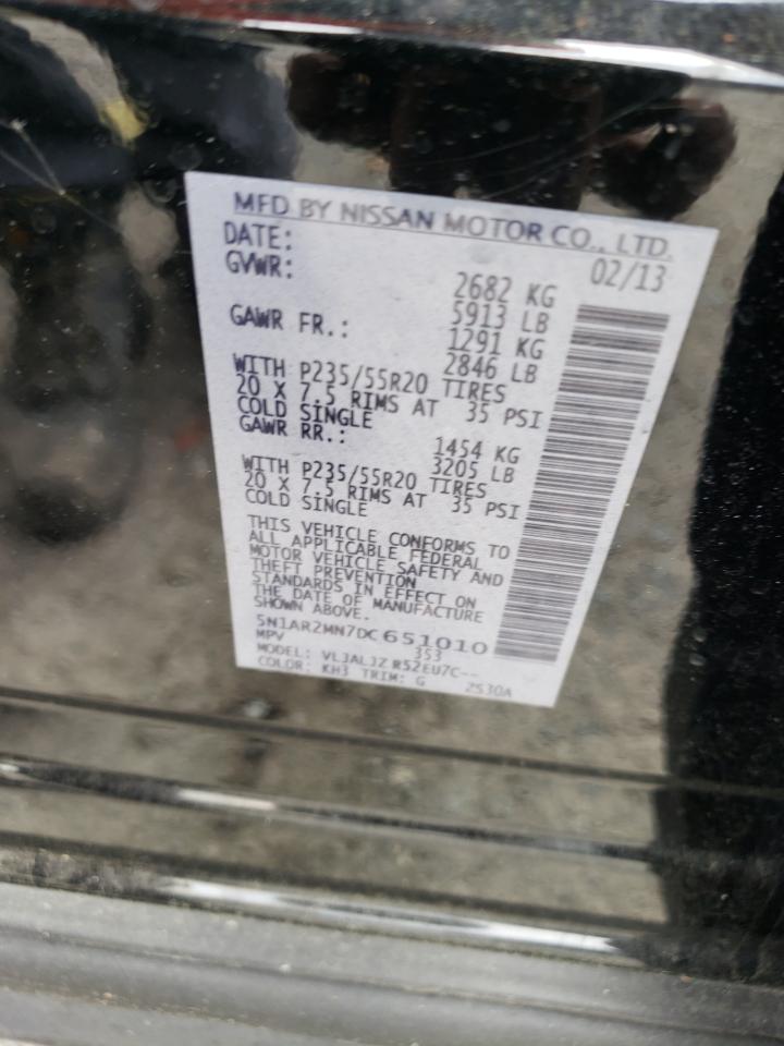 Photo 10 from auction – 2013 NISSAN PATHFINDER with VIN 5N1AR2MN7DC651010