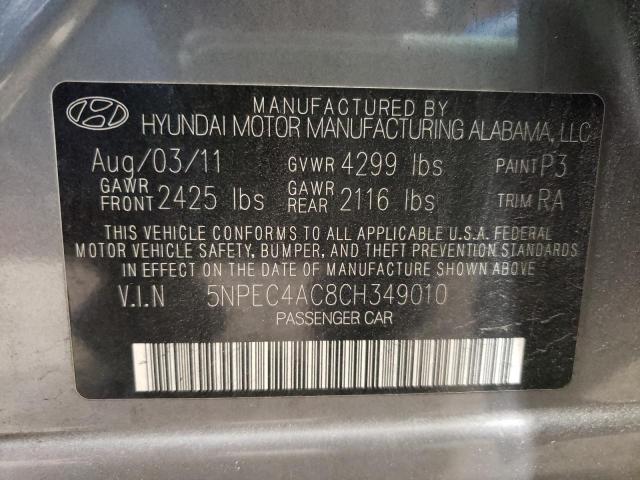 Photo 10 from auction – 2012 HYUNDAI SONATA SE with VIN 5NPEC4AC8CH349010