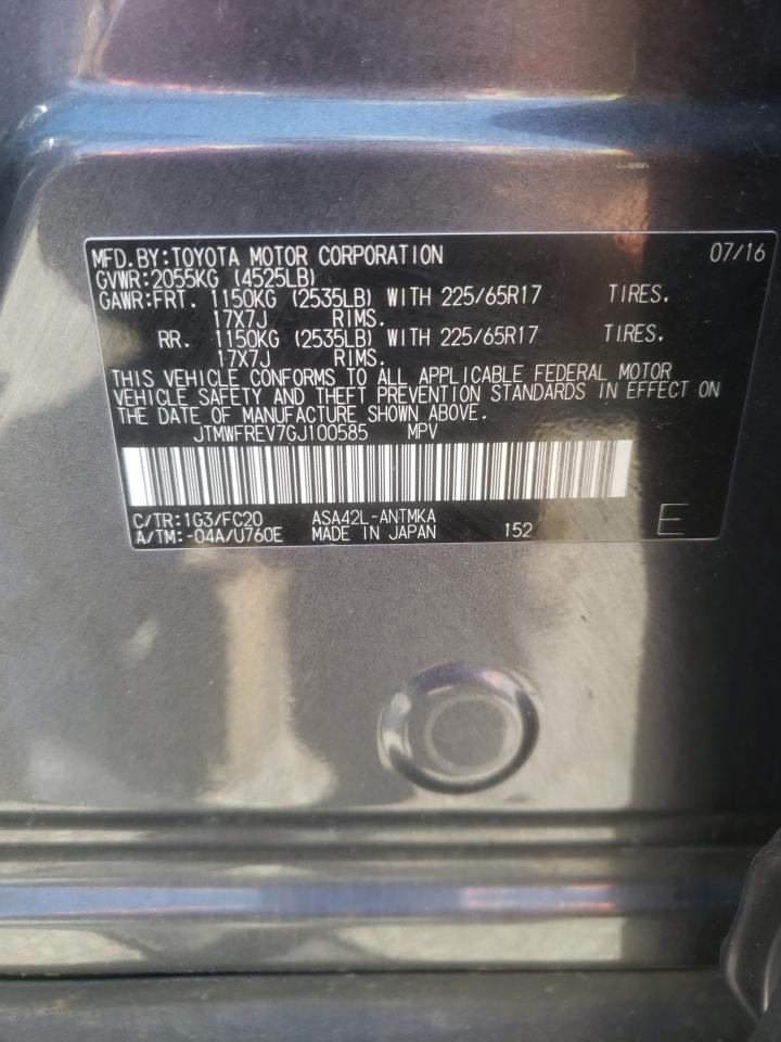 Photo 10 from auction – 2016 TOYOTA RAV4 XLE with VIN JTMWFREV7GJ100585