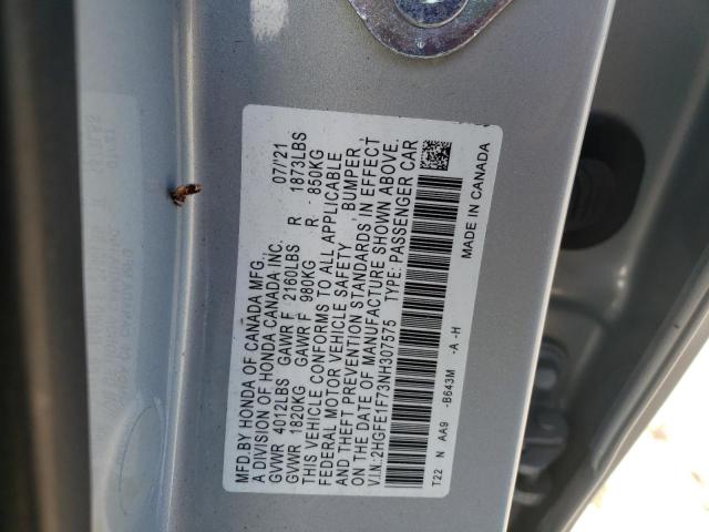 Photo 10 from auction – 2022 HONDA CIVIC EX with VIN 2HGFE1F73NH307575