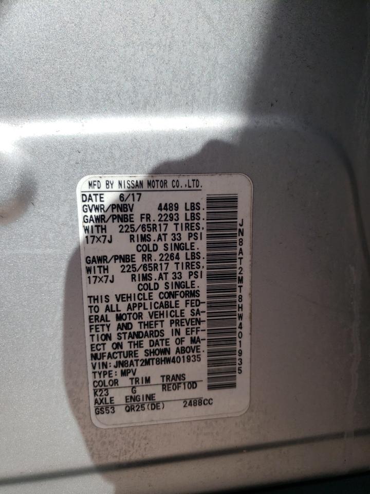 Photo 10 from auction – 2017 NISSAN ROGUE S with VIN JN8AT2MT8HW401935