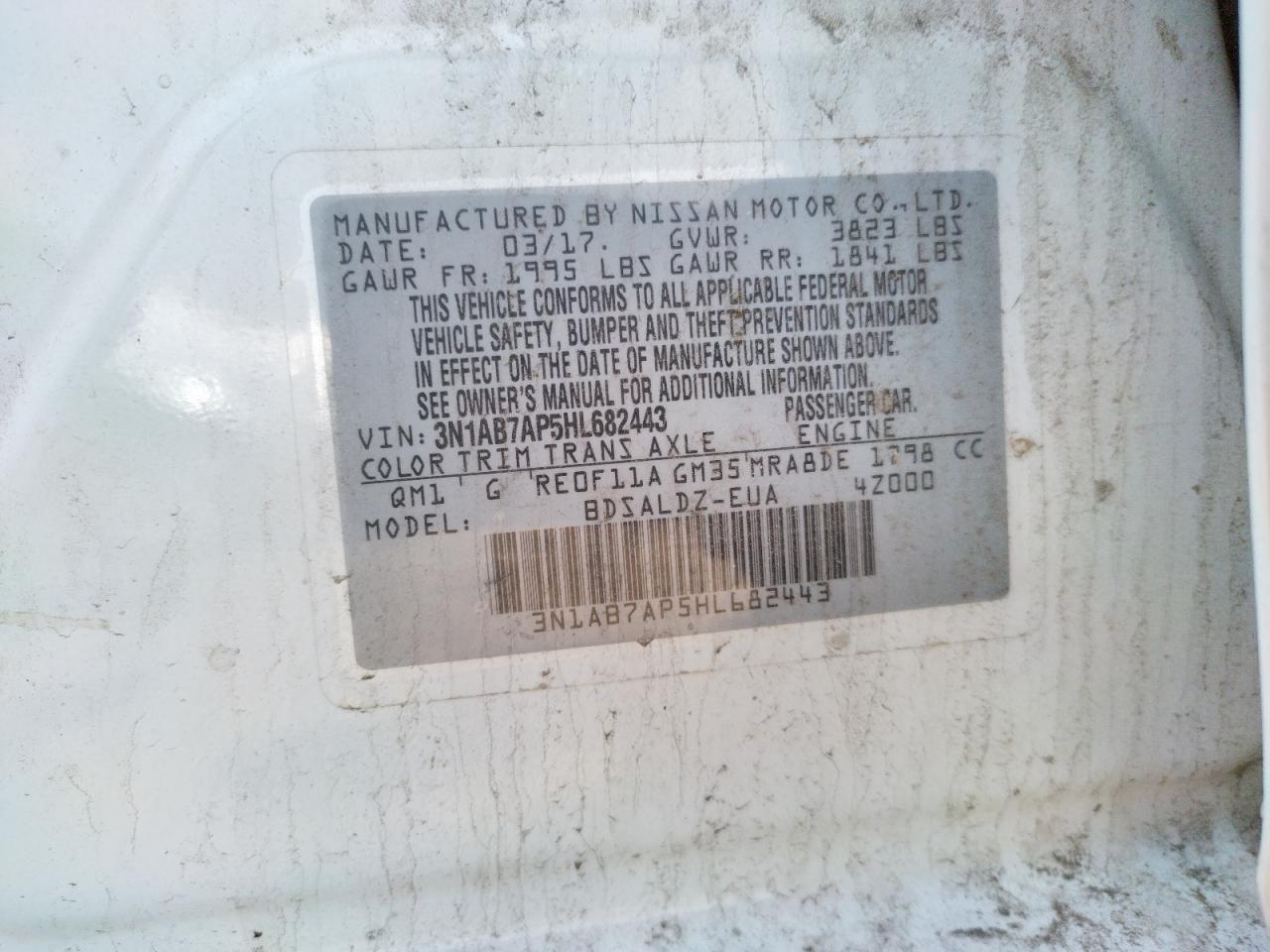 Photo 10 from auction – 2017 NISSAN SENTRA S with VIN 3N1AB7AP5HL682443