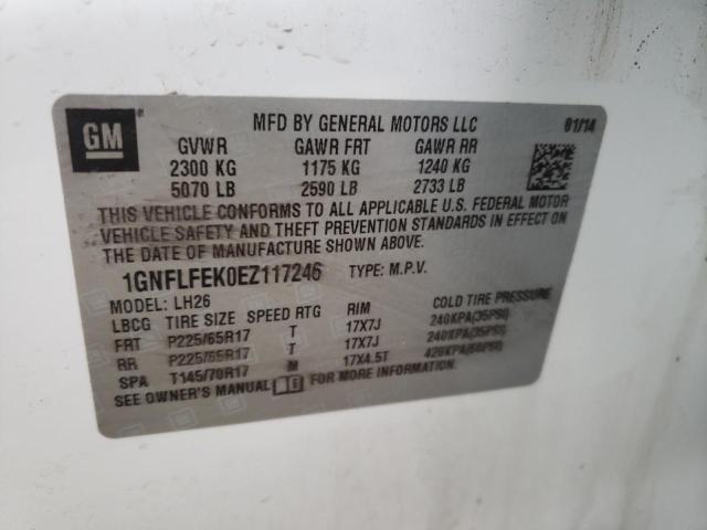 Photo 10 from auction – 2014 CHEVROLET EQUINOX LT with VIN 1GNFLFEK0EZ117246
