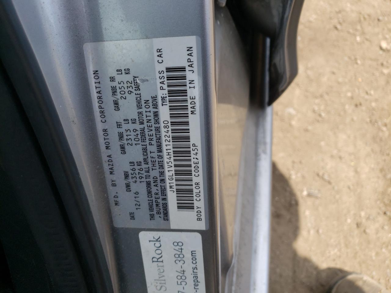 Photo 10 from auction – 2017 MAZDA 6 TOURING with VIN JM1GL1V54H1122480