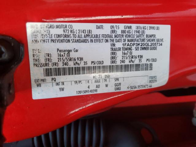 Photo 10 from auction – 2016 FORD FOCUS SE with VIN 1FADP3K20GL205734