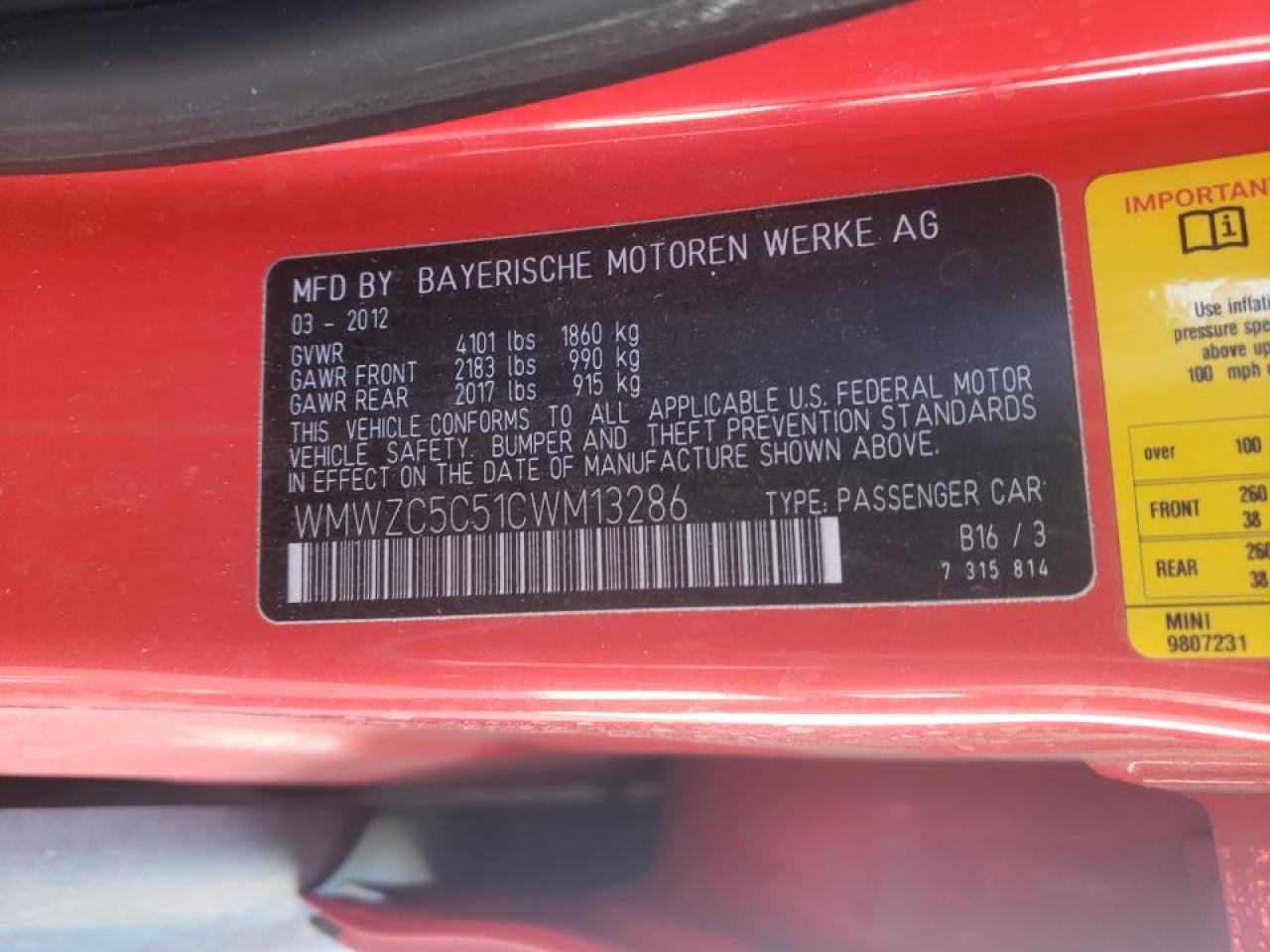 Photo 10 from auction – 2012 MINI COOPER S C with VIN WMWZC5C51CWM13286