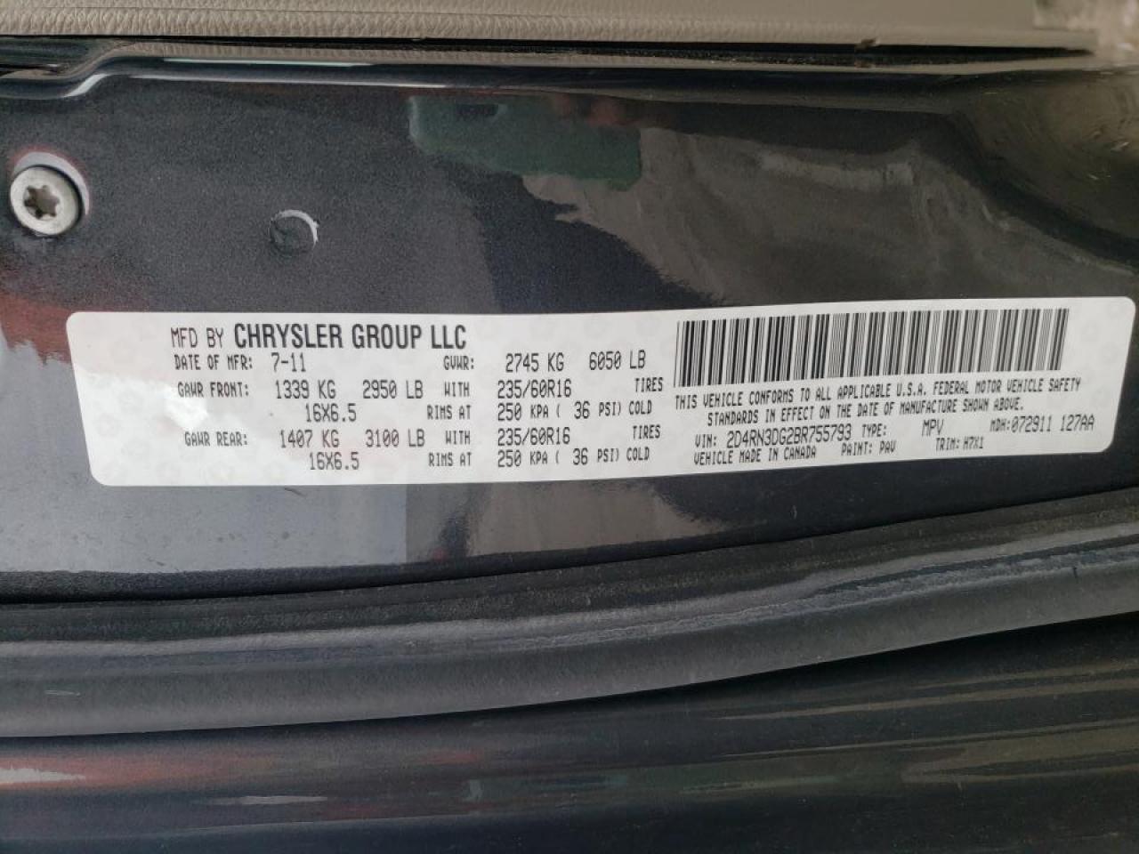 Photo 10 from auction – 2011 DODGE GRAND CARA with VIN 2D4RN3DG2BR755793