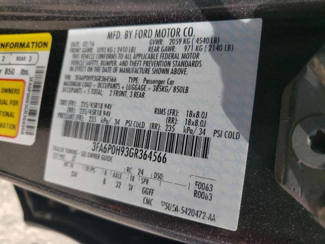 Photo 10 from auction – 2016 FORD FUSION SE with VIN 3FA6P0H93GR364566