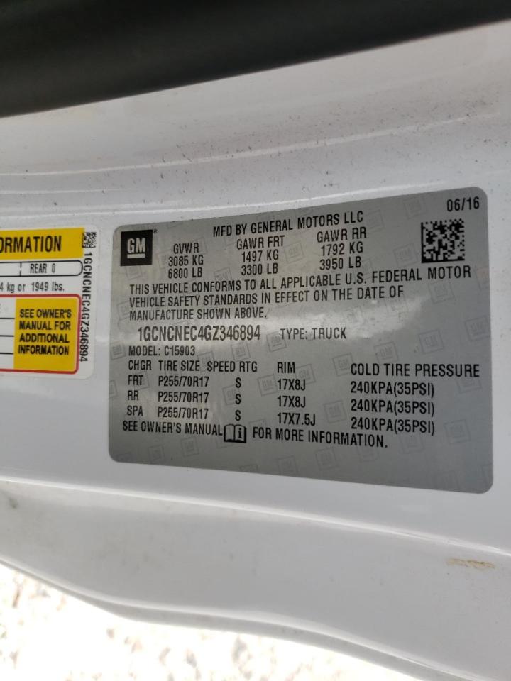 Photo 10 from auction – 2016 CHEVROLET SILVERADO with VIN 1GCNCNEC4GZ346894