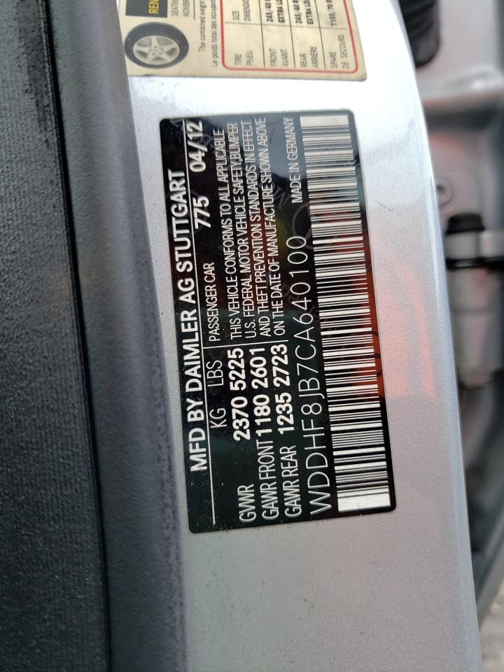 Photo 10 from auction – 2012 MERCEDES-BENZ E 350 4MAT with VIN WDDHF8JB7CA640100