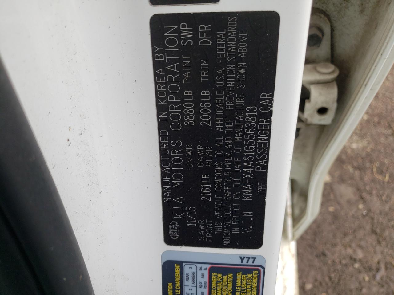 Photo 10 from auction – 2016 KIA FORTE LX with VIN KNAFX4A61G5563813