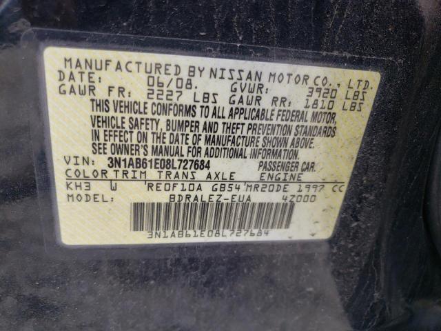 Photo 10 from auction – 2008 NISSAN SENTRA 2.0 with VIN 3N1AB61E08L727684