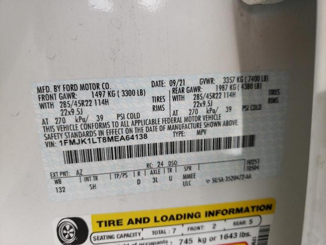 Photo 10 from auction – 2021 FORD EXPEDITION with VIN 1FMJK1LT8MEA64138