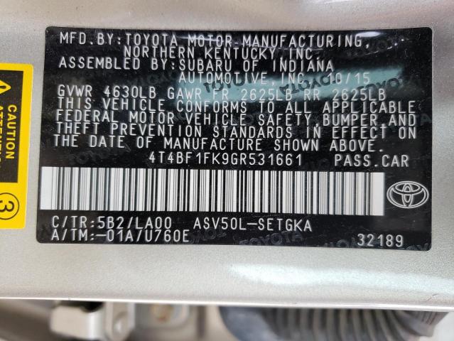 Photo 10 from auction – 2016 TOYOTA CAMRY LE with VIN 4T4BF1FK9GR531661