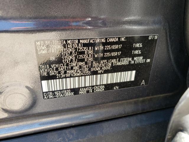 Photo 10 from auction – 2019 TOYOTA RAV4 LE with VIN 2T3H1RFV2KW042255