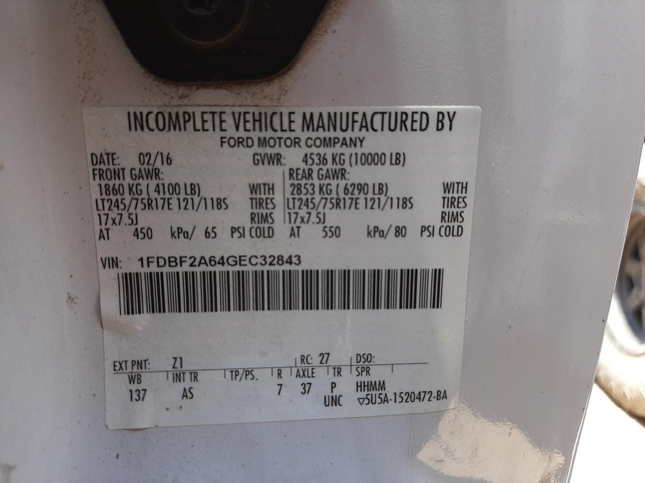 Zdjęcie 10 z aukcji – 2016 FORD F250 SUPER z VIN 1FDBF2A64GEC32843