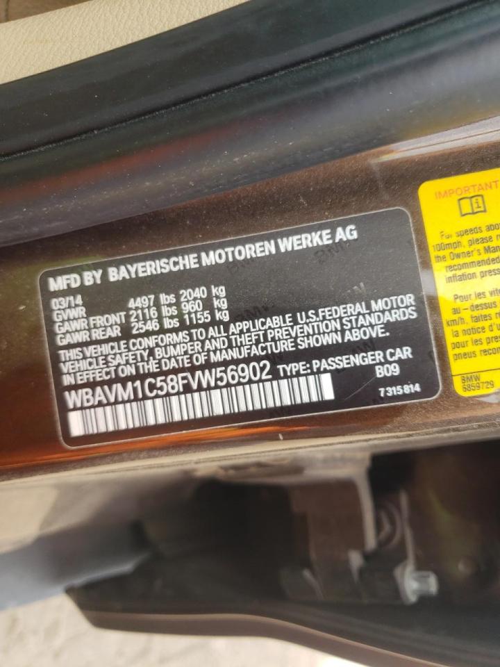 Photo 10 from auction – 2015 BMW X1 SDRIVE2 with VIN WBAVM1C58FVW56902