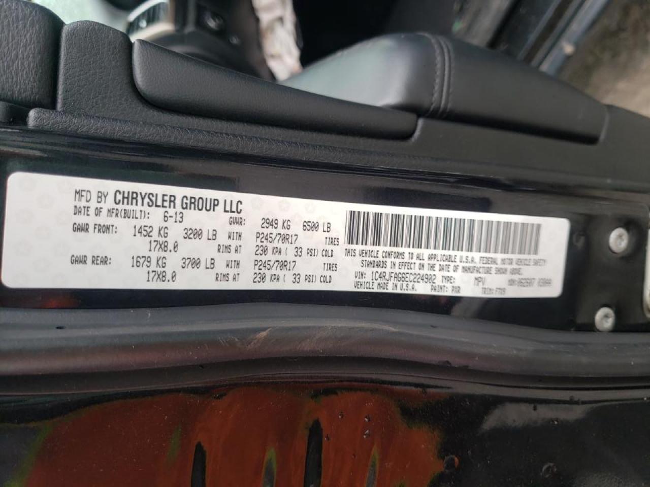 Photo 10 from auction – 2014 JEEP GRAND CHER with VIN 1C4RJFAG6EC224902