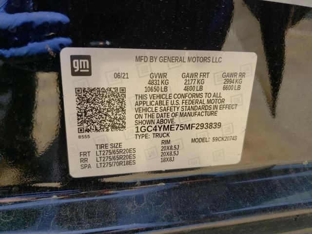 Photo 10 from auction – 2021 CHEVROLET SILVERADO with VIN 1GC4YME75MF293839