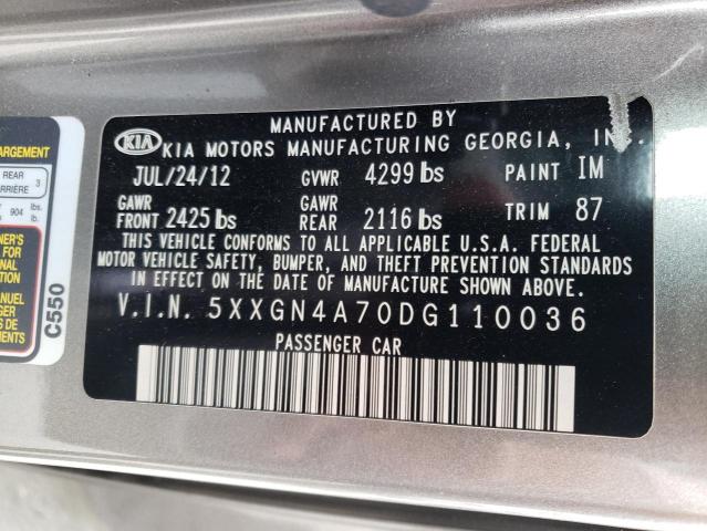 Photo 10 from auction – 2013 KIA OPTIMA EX with VIN 5XXGN4A70DG110036
