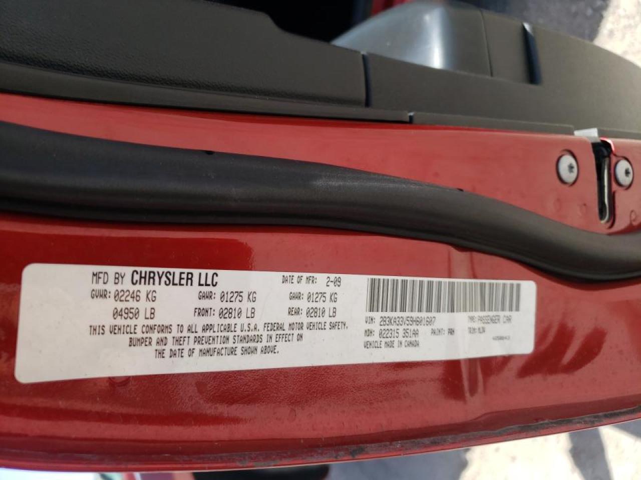 Photo 10 from auction – 2009 DODGE CHARGER with VIN 2B3KA33V59H601607